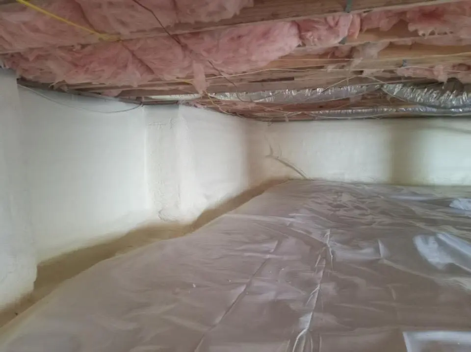 Crawl space encapsulation with closed-cell spray foam for Metal Roof Coating in Brockport